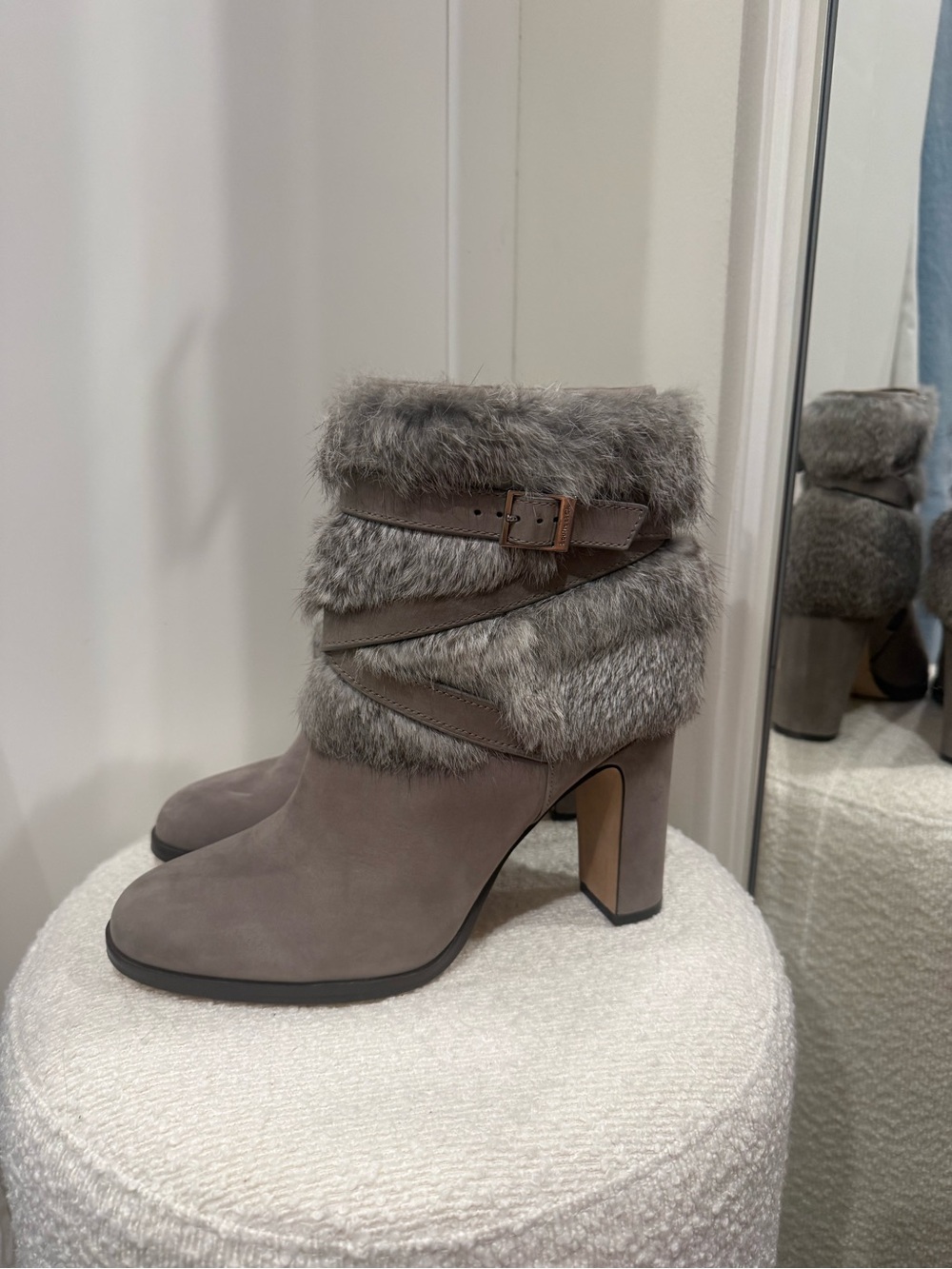 Vince Camuto Fur Wrap Ankle Boots